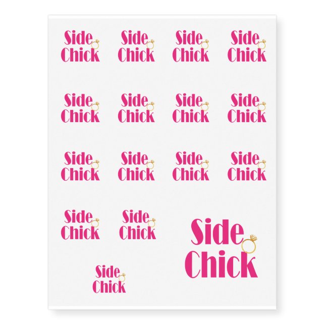 Side-Chick-Pink bridesmaid Temporary Tattoos (Front)
