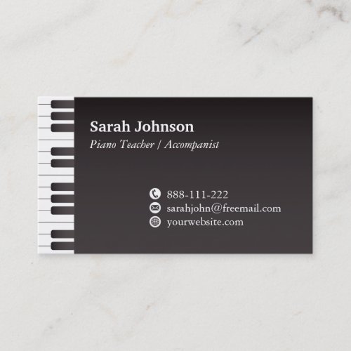 Side Classic Keyboard Keys Music Piano Teacher  Business Card