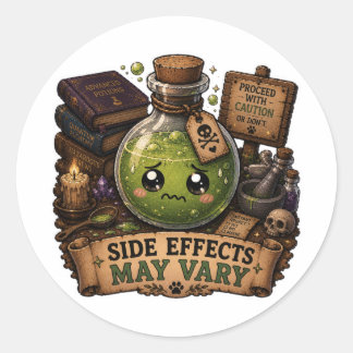 Side Effects May Vary Cute Potion Bottle Fantasy Classic Round Sticker