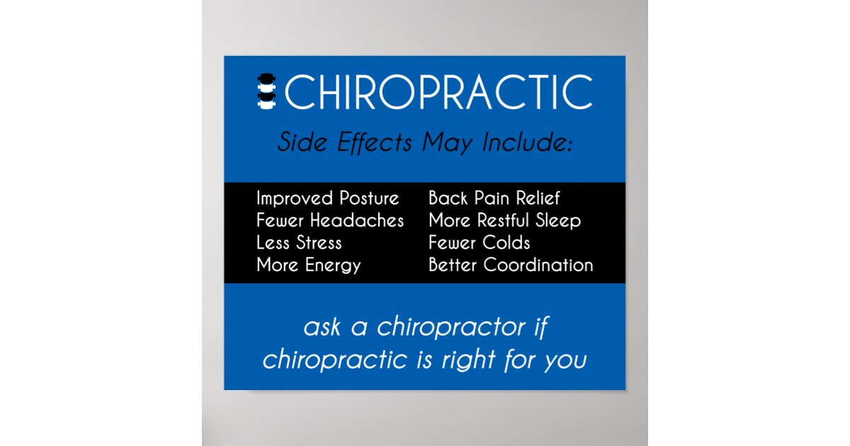 Side Effects of Chiropractic [Blue] Poster Zazzle