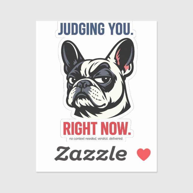 Side Eye Frenchie Judgment Cartoon Illustration Sticker (Sheet)