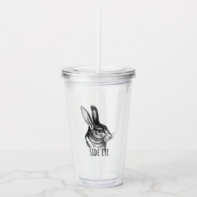 Side Eye Funny Bunny Acrylic Tumbler (Front)