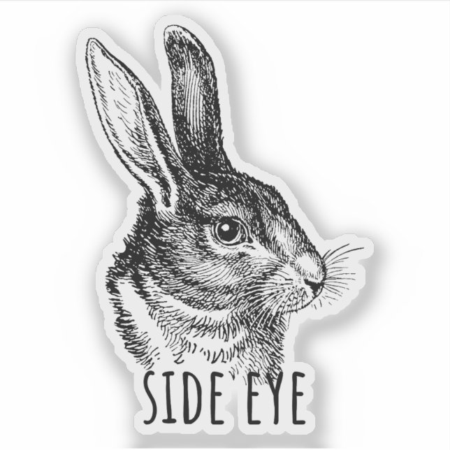 Side Eye Funny Bunny Sticker (Front)
