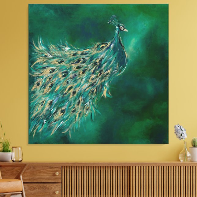 Side Eye Peacock Canvas Print (Insitu(LivingRoom))