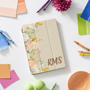 Side Floral Border Monogram iPad Pro Cover