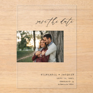 Side H Photo Modern Save the Date Acrylic Invitations