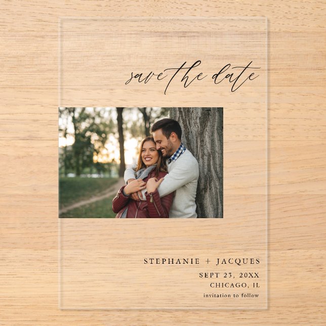 Side H Photo Modern Save the Date  Acrylic Invitations (Front)