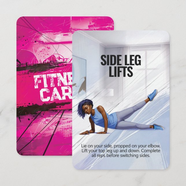Side Leg Lifts Fitness Card with Pink Backing (Front/Back)