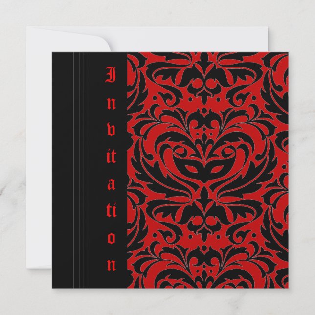 Side Masquerade Mask Halloween Red Invitation (Front)