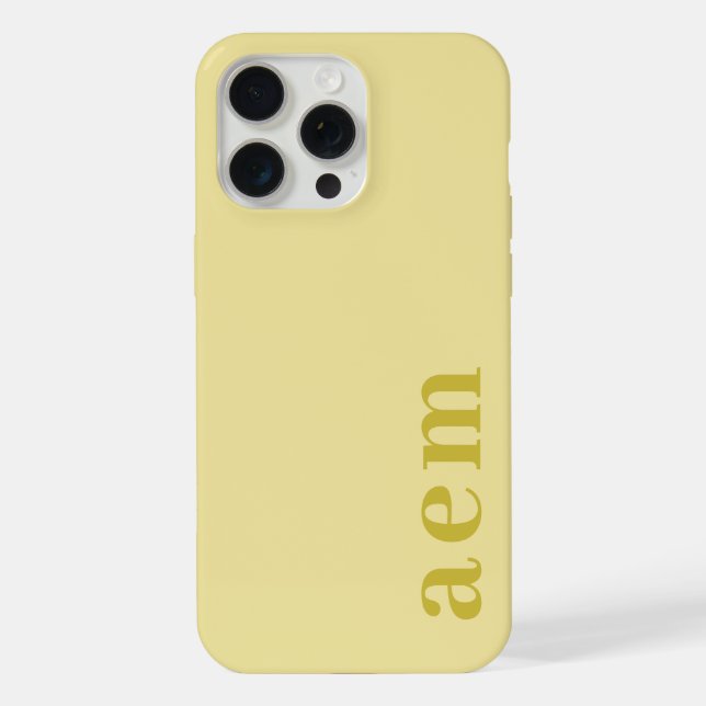 Side Monogram Initials Pale Yellow Minimalist iPhone Case (Back)