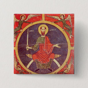 Side panel from an altarpiece pinback button
