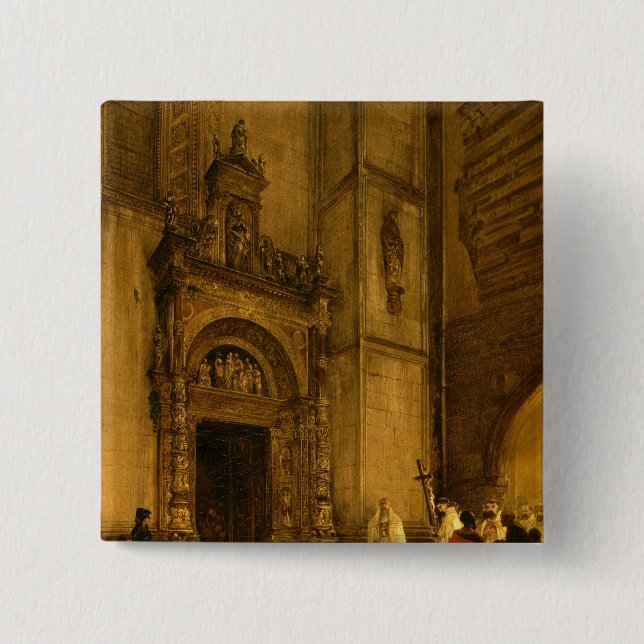 Side portal of Como Cathedral, 1850 Pinback Button (Front)