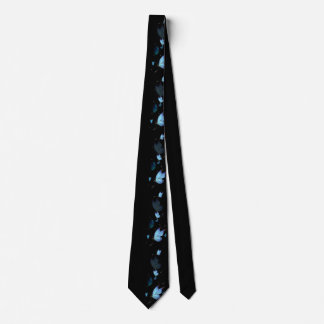 Side print floral and butterfly black neck tie