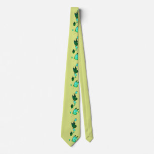 Side print floral and butterfly neck tie