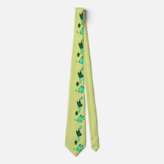 Side print floral and butterfly neck tie