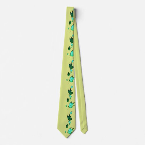 Side print floral and butterfly neck tie