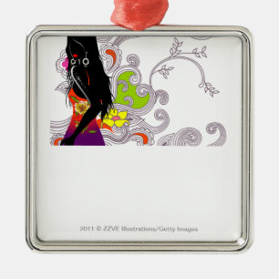Side profile of a woman posing metal ornament