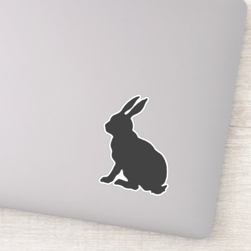 Side Profile Sitting black Silhouette Rabbit Sticker