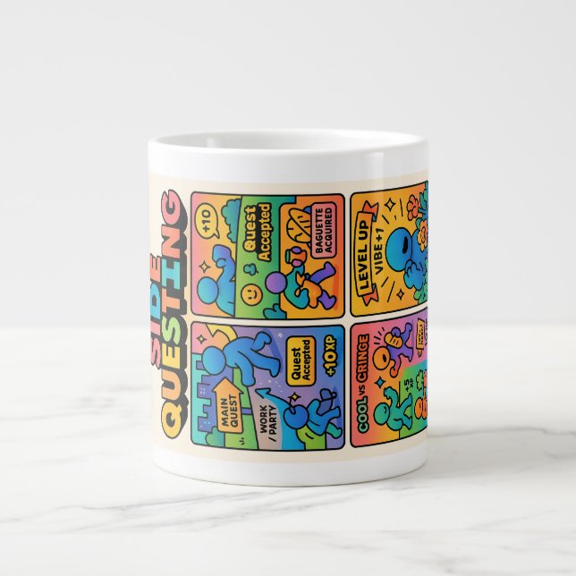 Side Questing (Sideways) Giant Coffee Mug (Front)