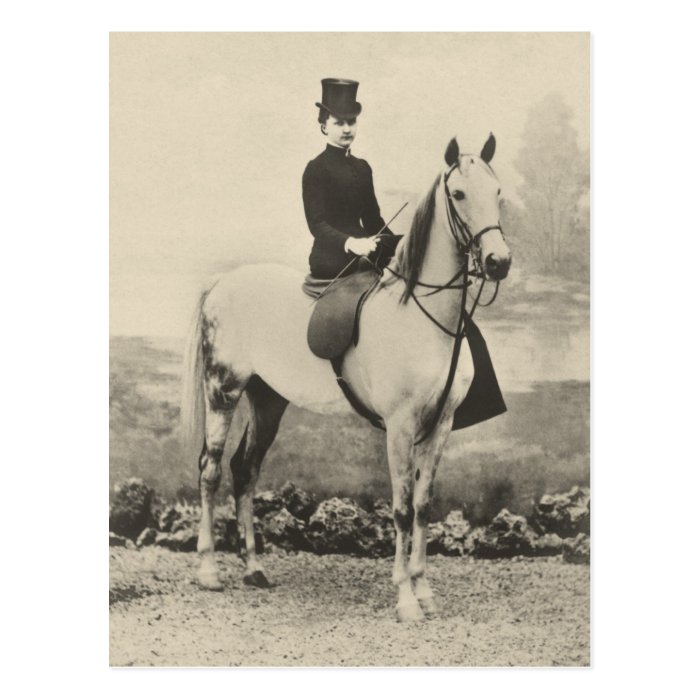 Side saddle riding 1800s postcard