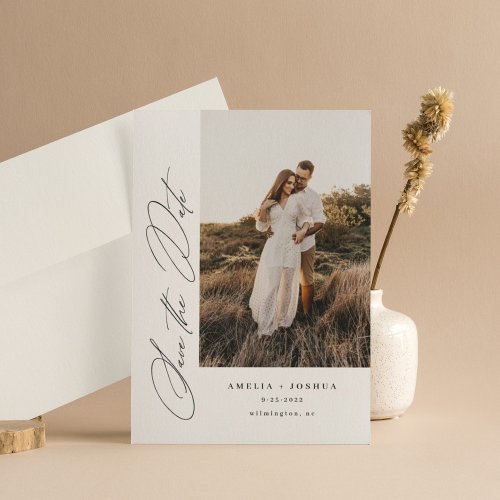 Side Script Minimalist Modern Photo Wedding Save The Date