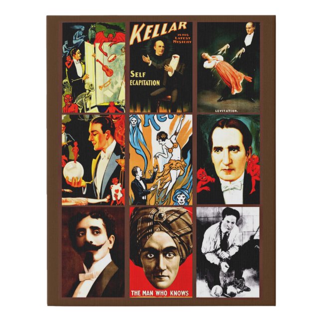 side show freaks magicians illusionists psychics faux canvas print (Front)