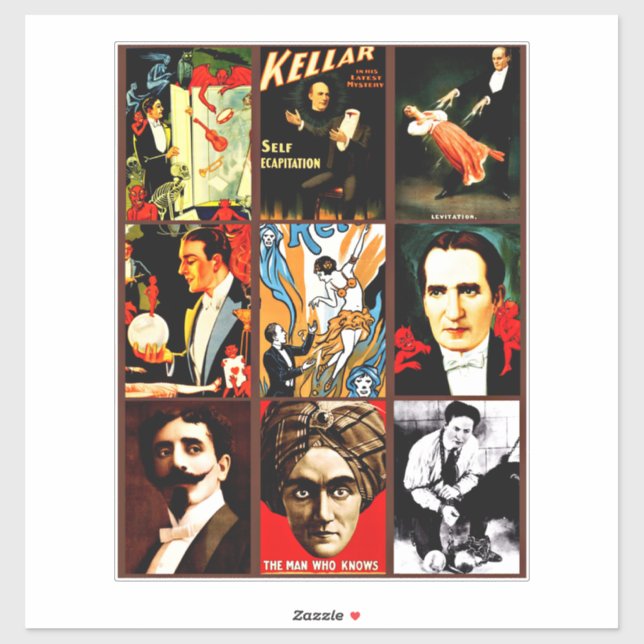 side show freaks magicians illusionists psychics sticker (Sheet)