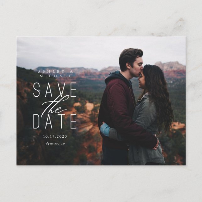 Side Stacked Save the Date Postcard (Front)