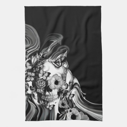 Side Step Psychedelic Smoke Skull Kitchen Towel Zazzle Com