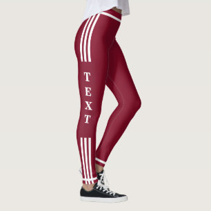 Side Stripe Leggings with Custom Text Choose Color