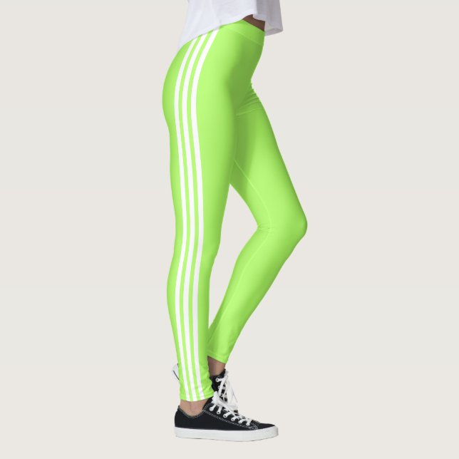 Side Stripe Neon Green Leggings Custom Colors (Right)