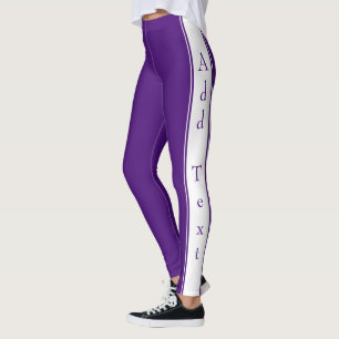 Side Stripe Purple Leggings Custom Text and Color