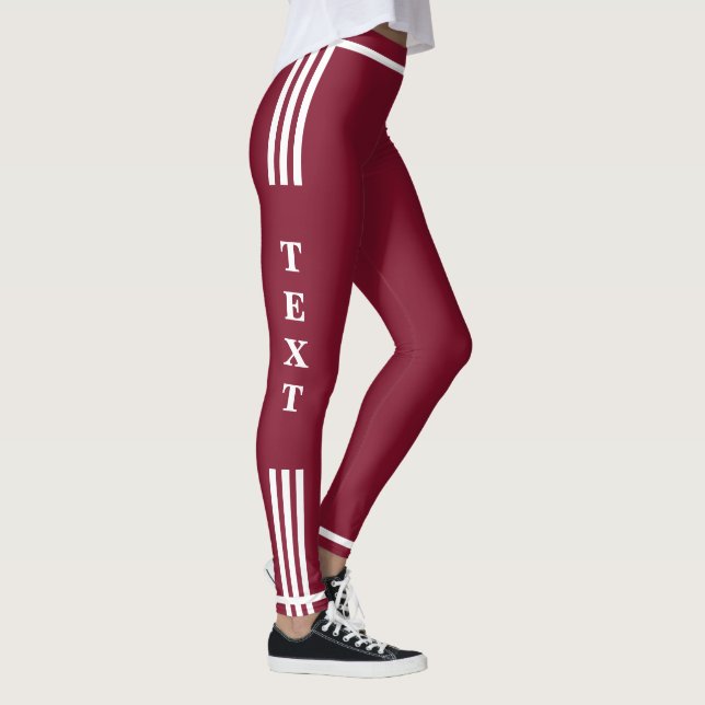 Side Stripe Red Leggings Custom Text and Color (Right)
