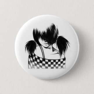 Side-Swept Bangs Girl Pinback Button