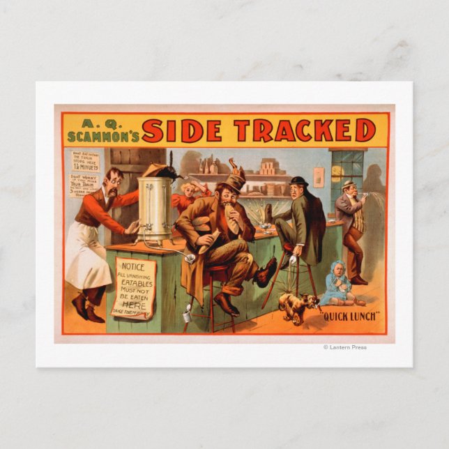 Side Tracked - Comical Caf� Scene Theatre Postcard (Front)