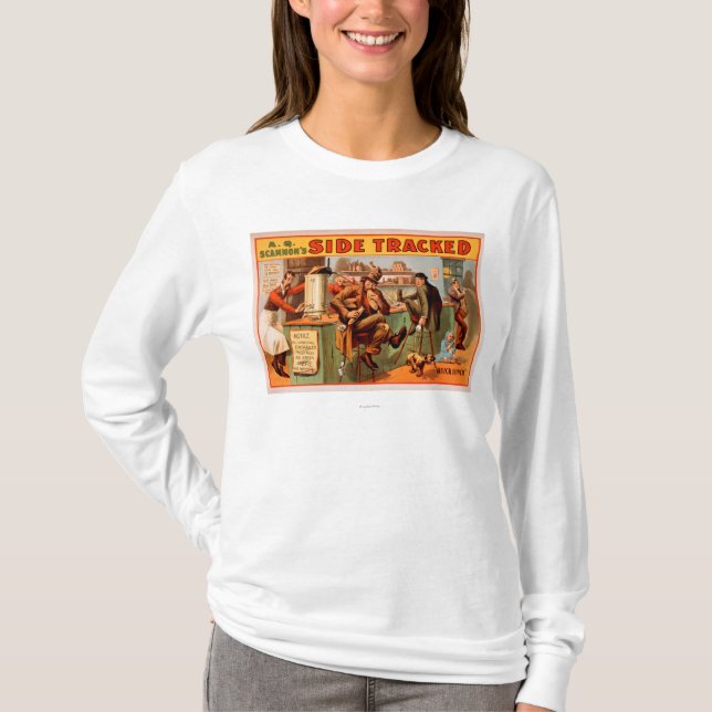 Side Tracked - Comical Caf� Scene Theatre T-Shirt (Front)