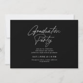 Side Typography Graduation 2022 3 Photo Party Blac Invitation (Back)