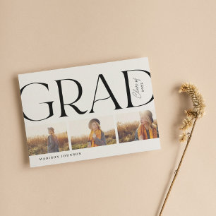 Side Typography Graduation 2022 3 Photo Party Blac Invitation