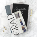 Side Typography Graduation 2022 3 Photo  Party Invitation<br><div class="desc">Celebrate your recent graduate in style with this design featuring stylish typography with a 3 photo layout. Add your party details to the back.</div>