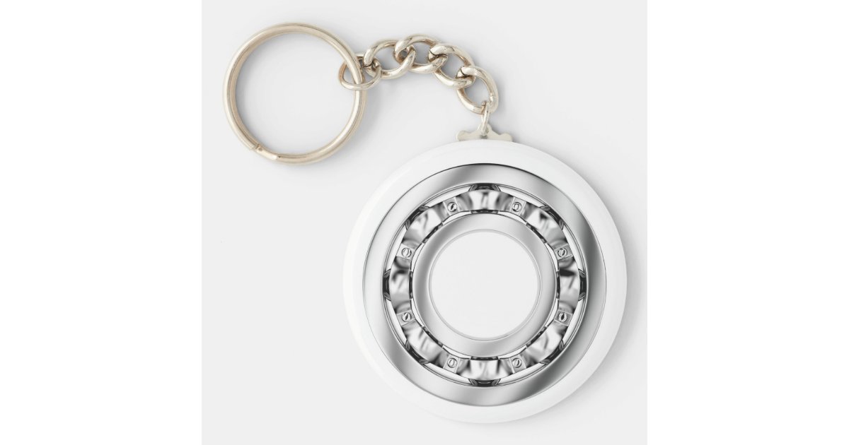 Side view of ball bearing keychain