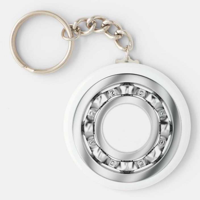 Side view of ball bearing keychain