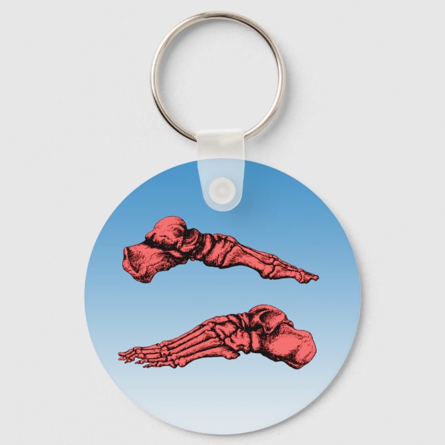 Side view of bones of the feet - red keychain (Front)