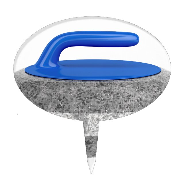 Side view of curling stone cake topper (Front)