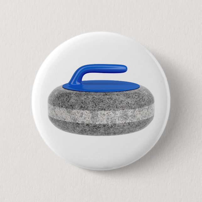 Side view of curling stone pinback button (Front)