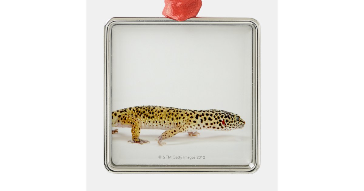 Side view of leopard gecko lizard metal ornament | Zazzle