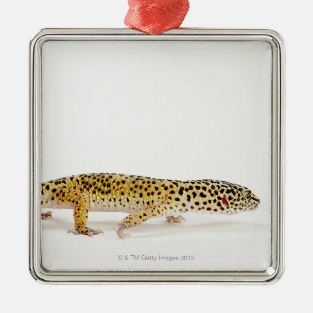 Side view of leopard gecko lizard metal ornament (Front)