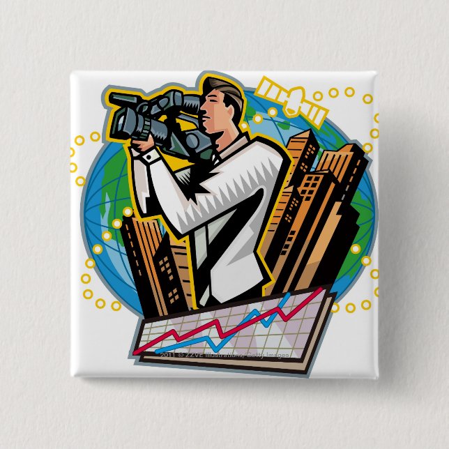 Side view of man shooting button (Front)