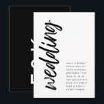 Side Ways Black Modern Simple Wedding Invitation<br><div class="desc">This fantastic clean, tidy well designed modern minimal yet very playful bold text placement in Black and White for minimalistic style, however is customizable to other colors and is part of a unique suite and collection by Phrosne Ras Design. This would be great for those planning a fun black &...</div>