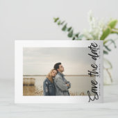Side Ways | Modern Simple Photo Black Onyx  Save The Date (Standing Front)