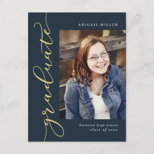 Side Writing Editable Color Graduation Postcard